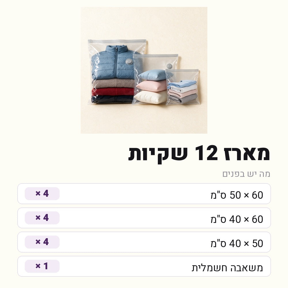 מארז 12 שקיות — הרכב הסט
